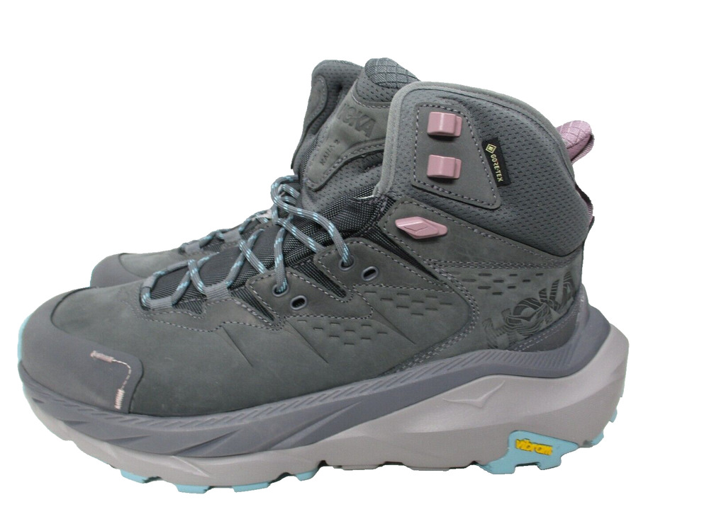 HOKA One One Kaha 2 GTX Waterproof Mid Hiking Boots Shoes Gray Womens Sz 10 B
